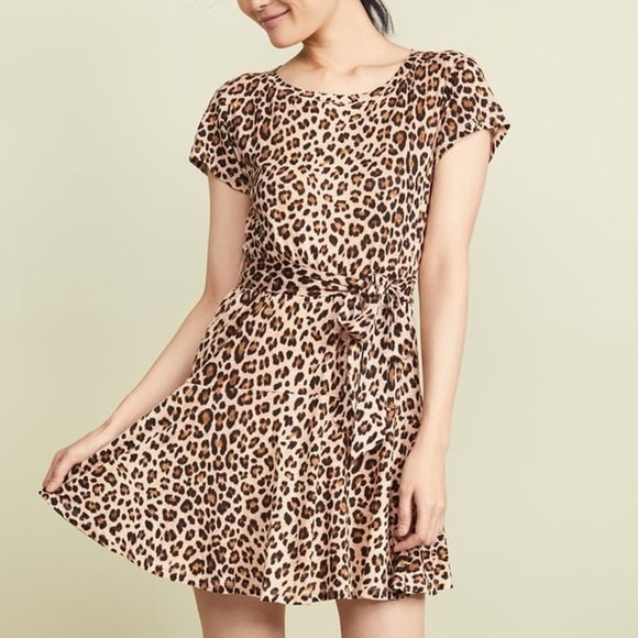 REBECCA TAYLOR  Leopard Linen Jersey T Shirt Dress Size Medium - Picture 1 of 12